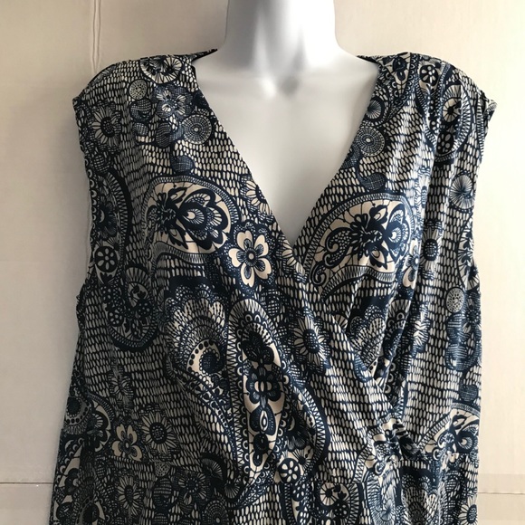 Glamour Navy and white sleeveless dress size 16W - Picture 2 of 6